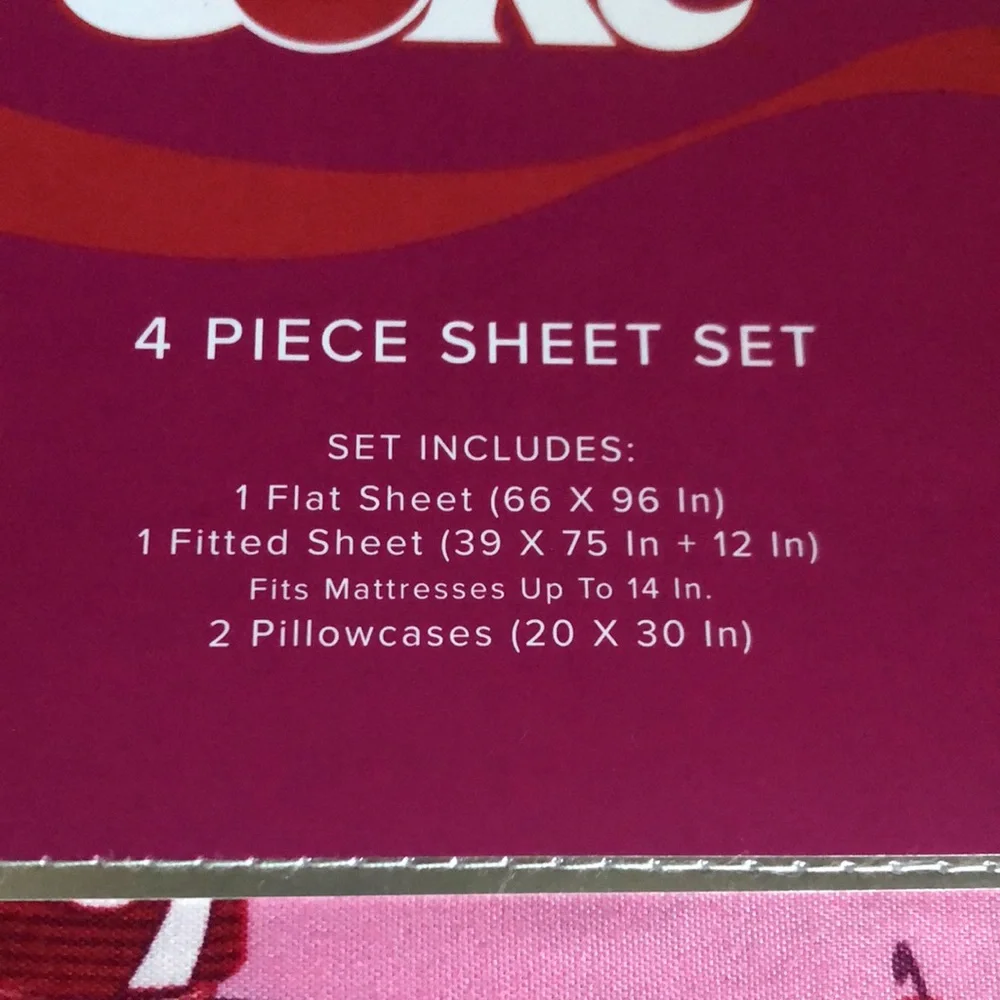 Cherry Coke Pink 4-Piece TWIN Sheet Set